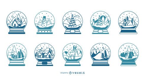 Colección de vectores de trazo de globos de nieve
