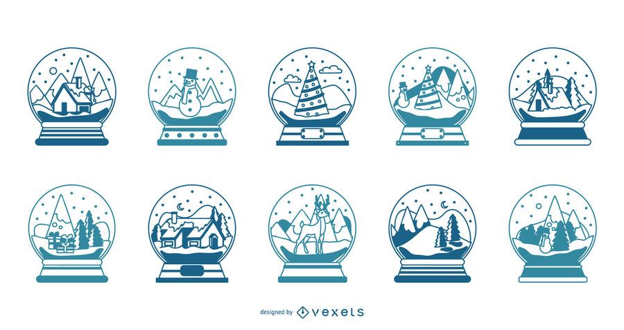 Colección de vectores de trazo de bolas de nieve Colección de vectores de trazo de bolas de nieve