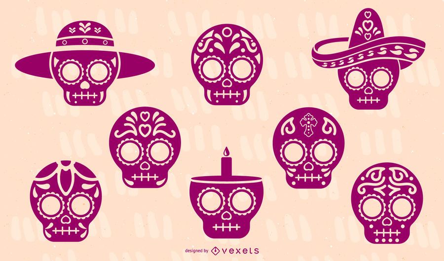 Sugar skull silhouette set Sugar skull silhouette set