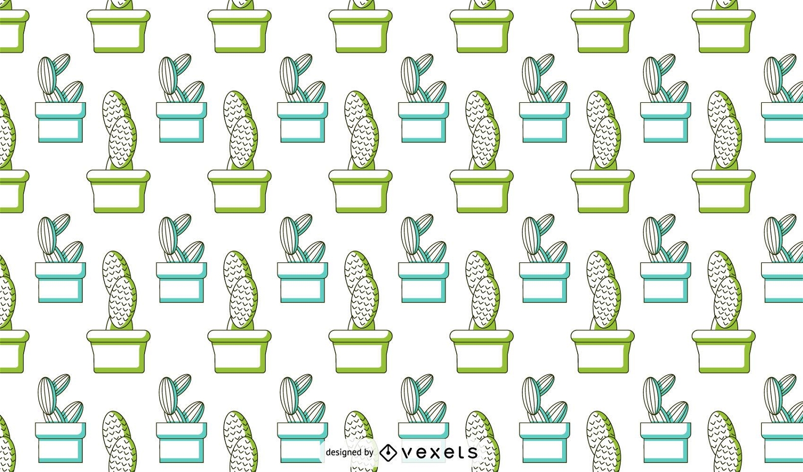 Cactus duotone pattern design