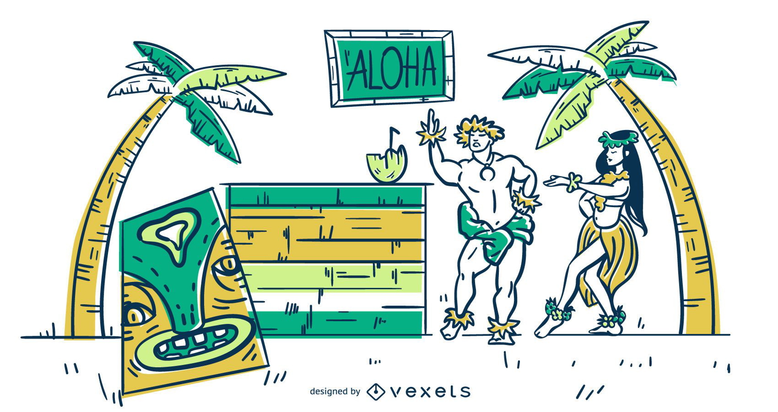 Hawaii stroke illustration