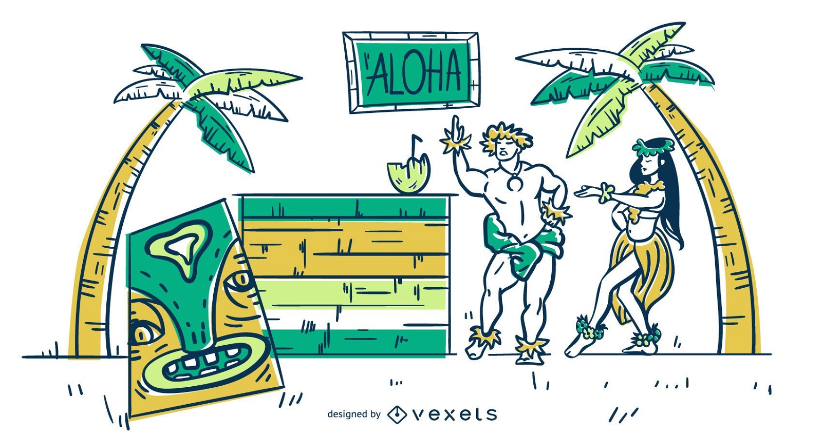 Ilustración de trazo de Hawaii