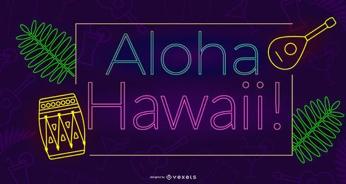 Aloha Hawaii Neon Design Vector Download