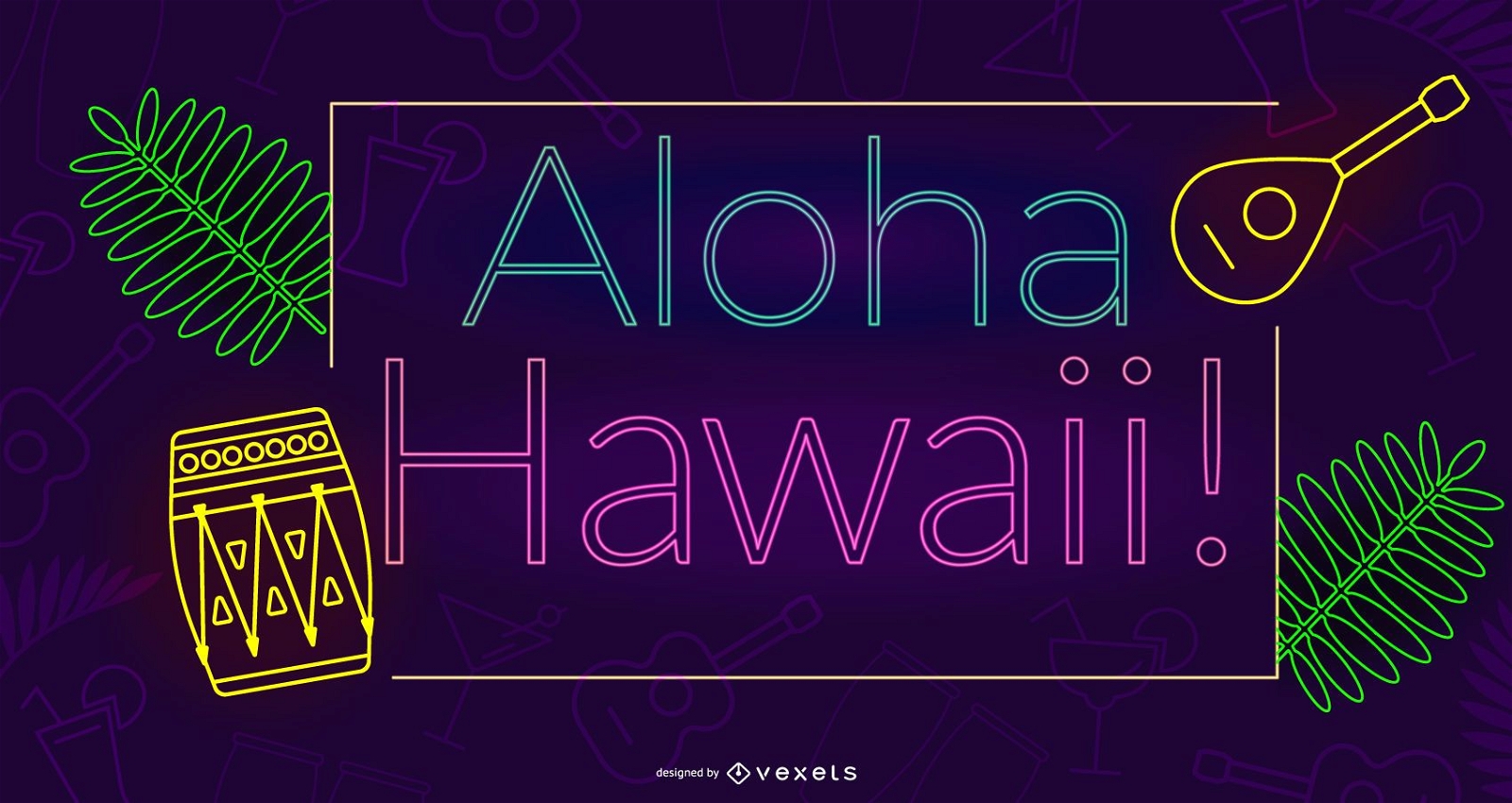 Aloha hawaii neon design
