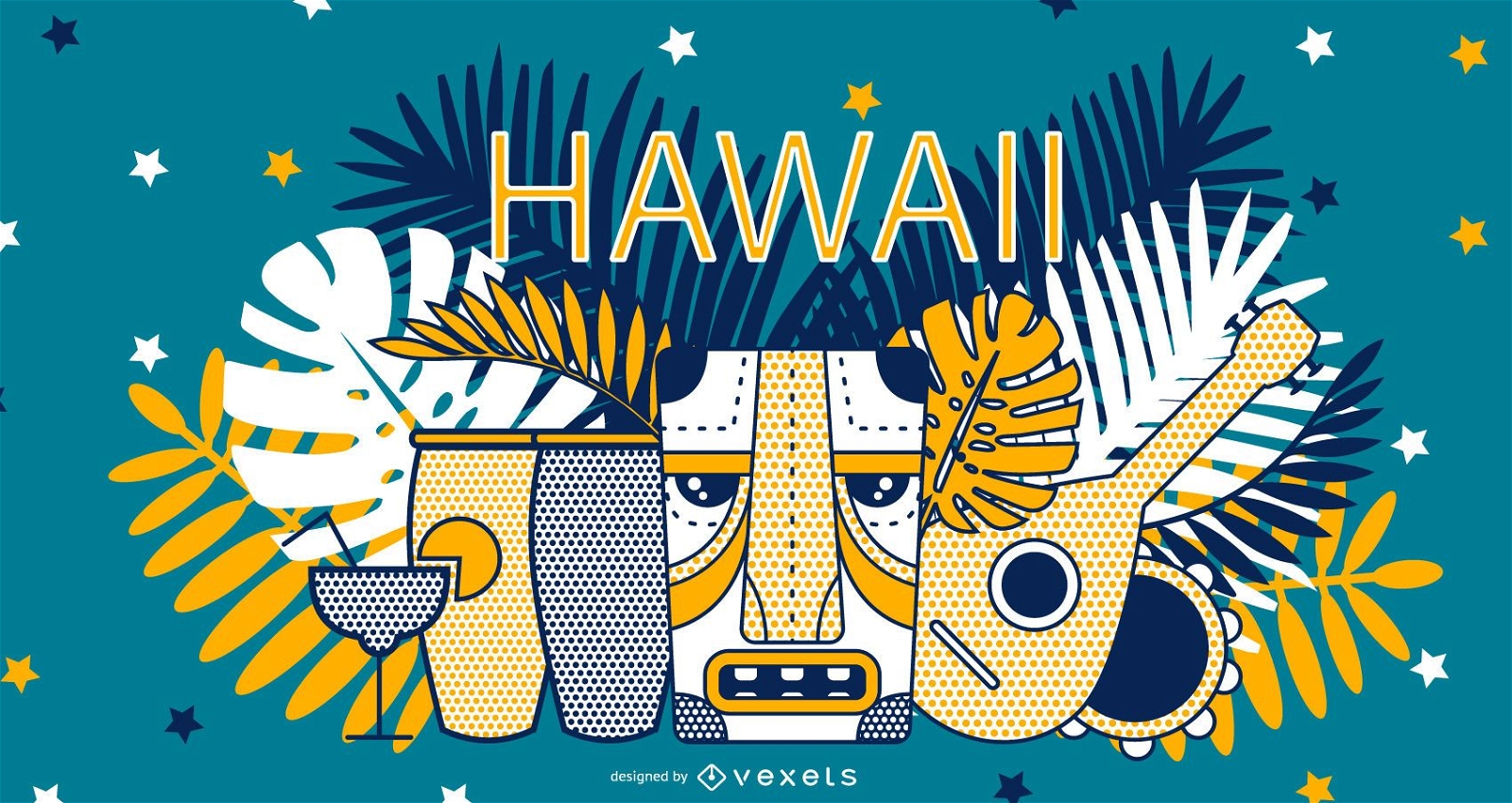 Ilustración de elementos de Hawaii
