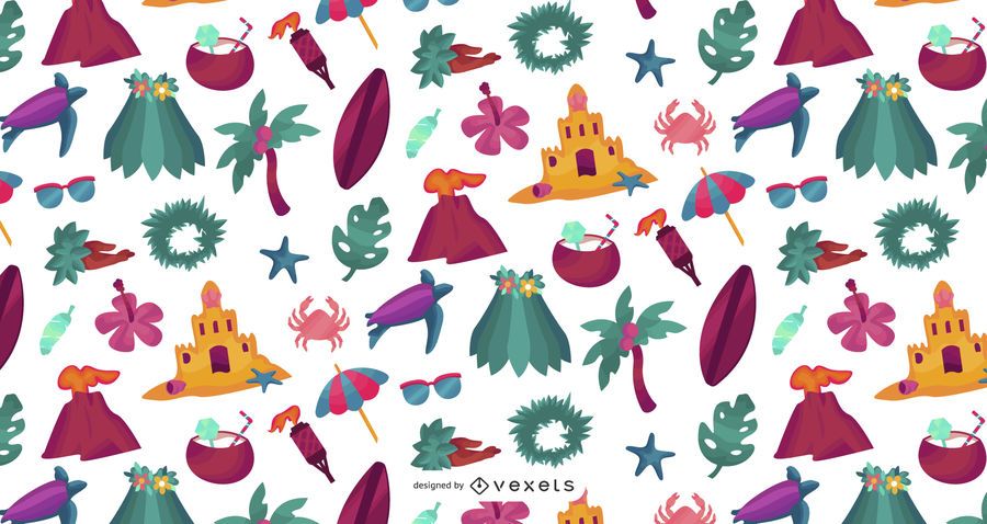 Hawaii Flat Elements Pattern Design Hawaii Flat Elements Pattern Design