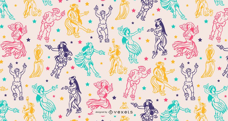 Hawaii Hula Dance People Pattern Hawaii Hula Dance People Pattern
