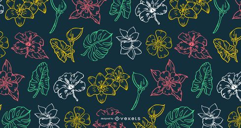 Hawaiian Flower Stroke Design Pattern