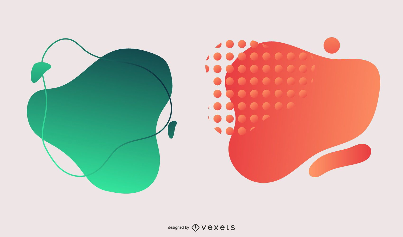 Colorful Gradient Blot Green Orange Design Pack