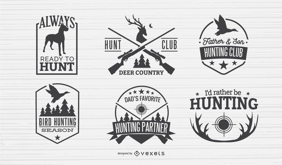 Hunting Badges Design Set Hunting Badges Design Set