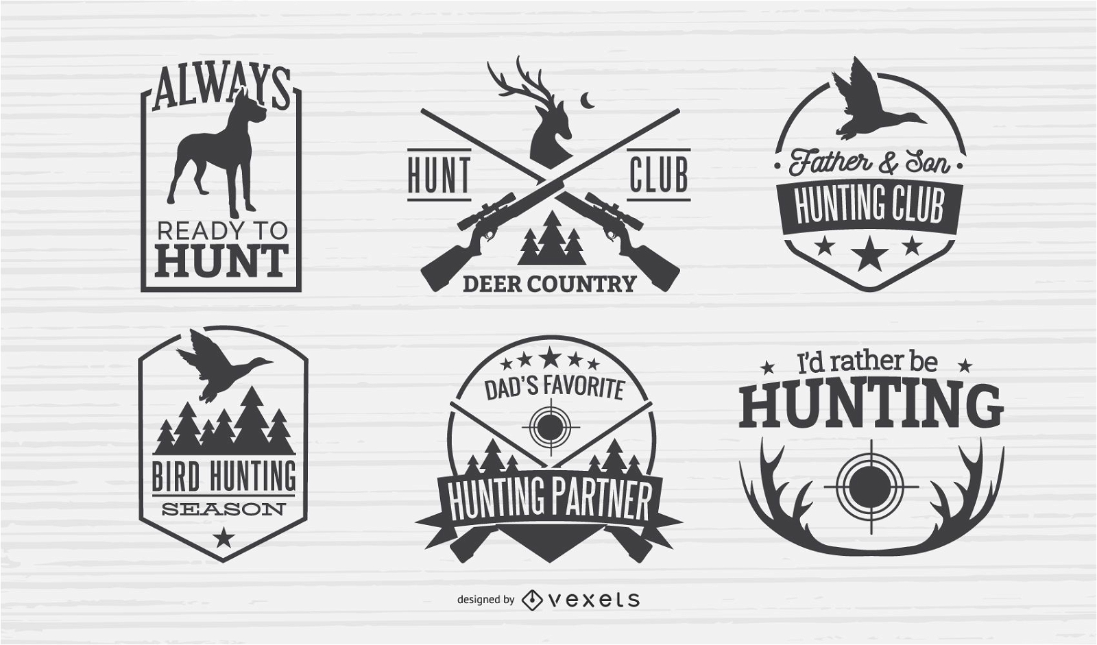 Conjunto de design de emblemas de caça