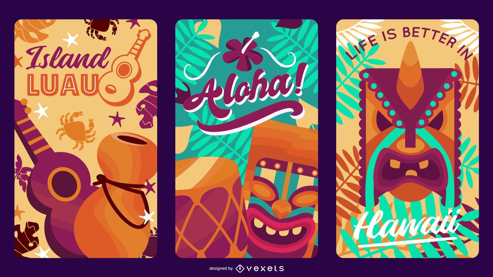 Paquete de diseño de etiquetas de Hawaii