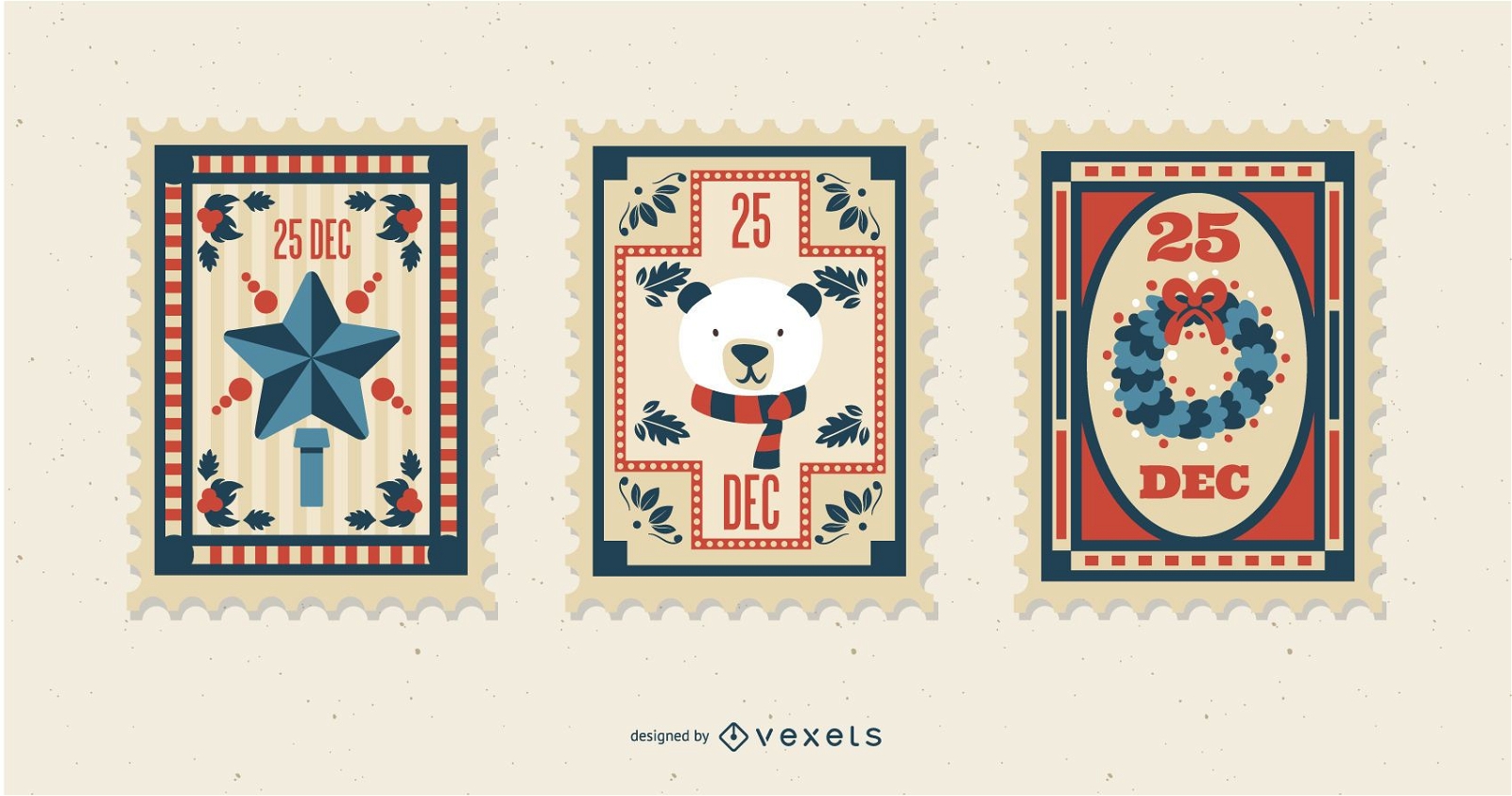 Conjunto de selos postais de Natal