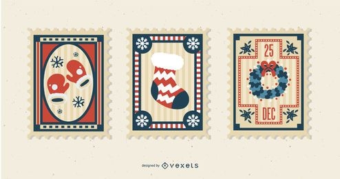 Conjunto de sellos postales de Navidad