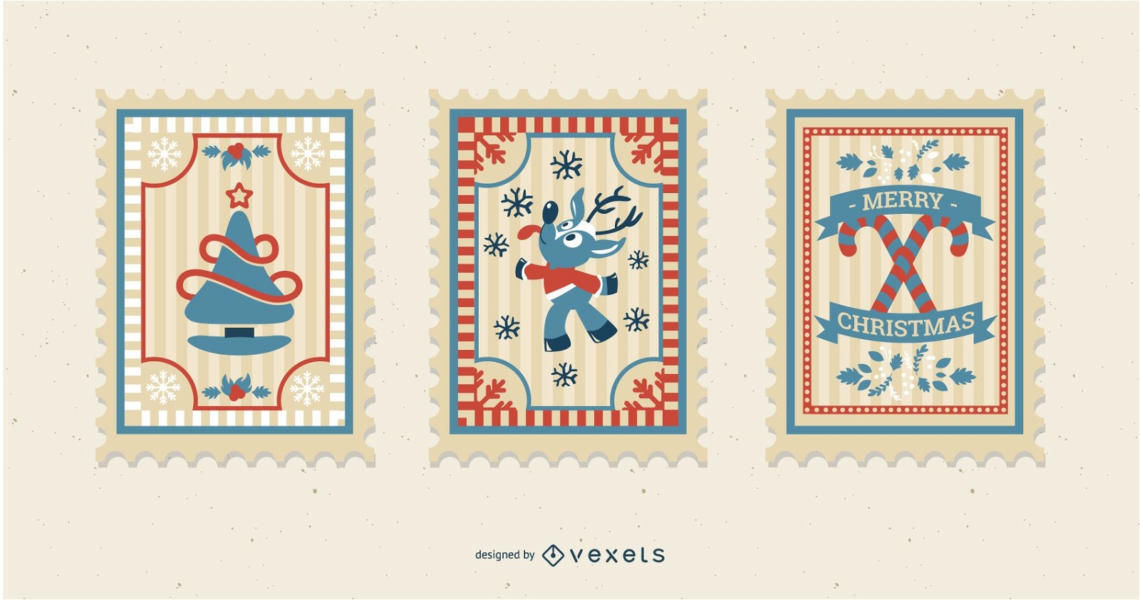 Pacote de selos postais de Natal