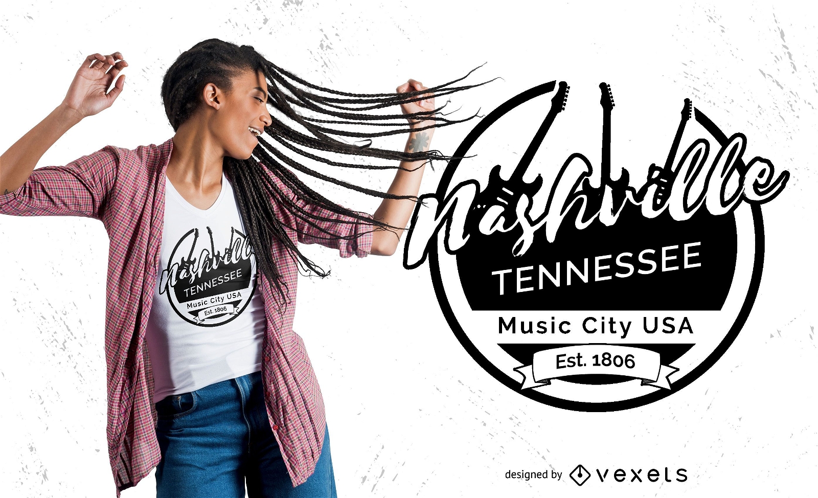 Design de camisetas do emblema da cidade musical de Nashville