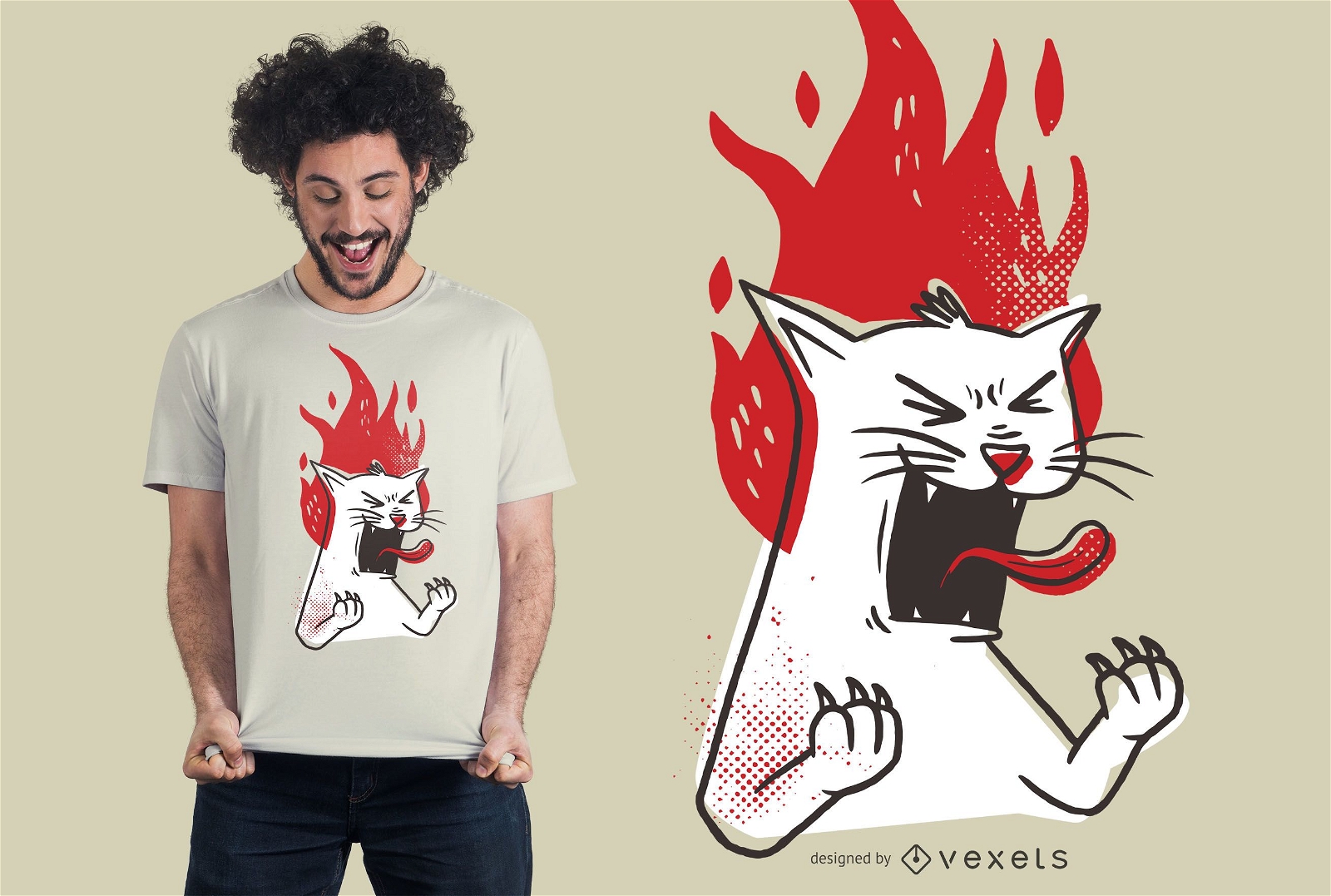 Diseño de camiseta Raging Cat