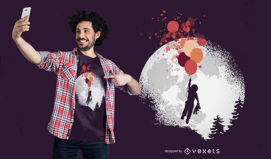 Boy and Teddy Bear Floating T-shirt Design Boy and Teddy Bear Floating T-shirt Design