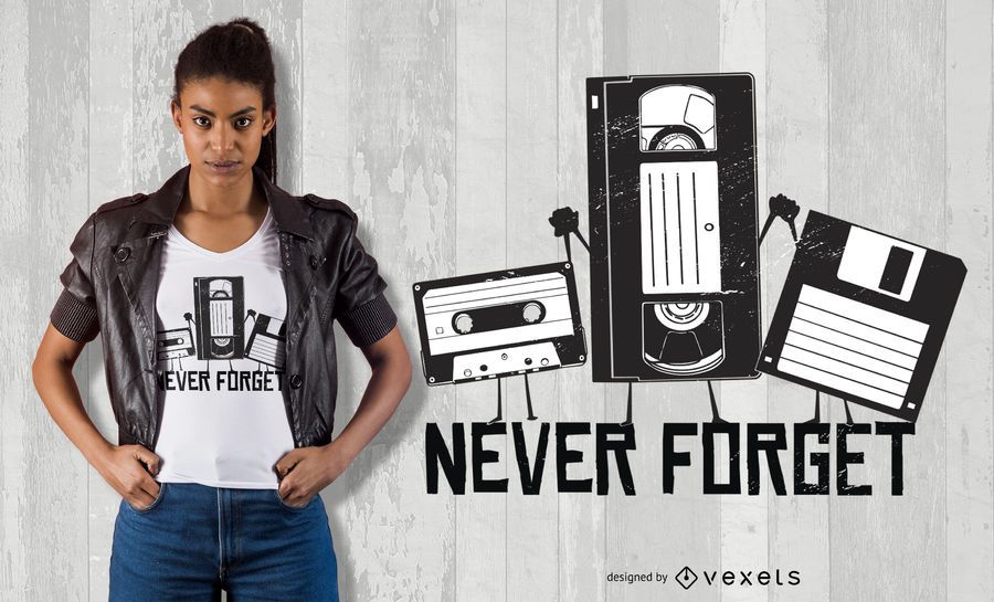 Nunca esqueça o design engraçado do t-shirt da fita Nunca esqueça o design engraçado do t-shirt da fita