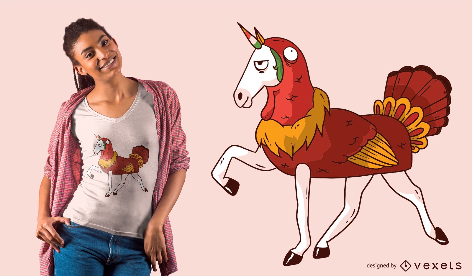 Design de t-shirt Unicorn Turkey Thanksgiving