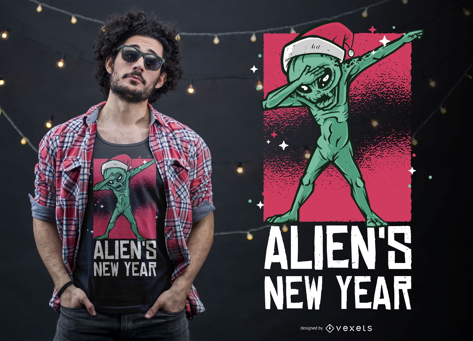 Tupfen Alien Neujahr Weihnachten T-Shirt Design