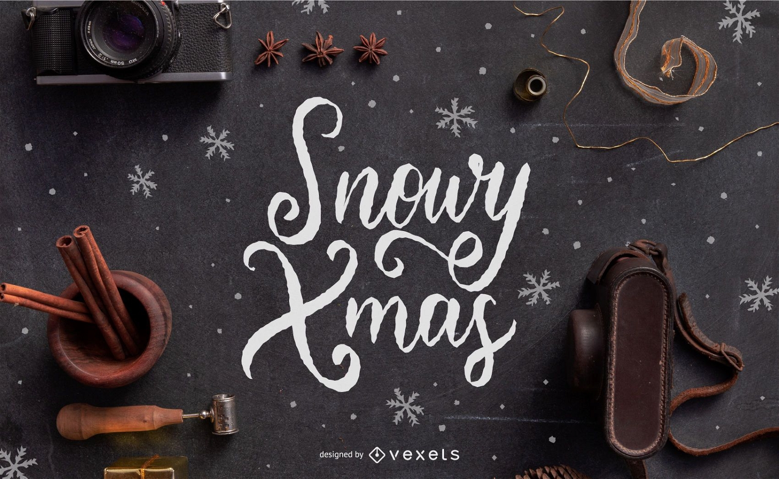 Snowy xmas lettering design