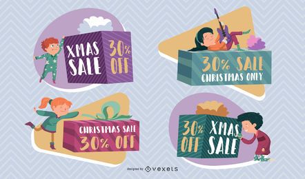Conjunto de insignias de niños de venta de navidad