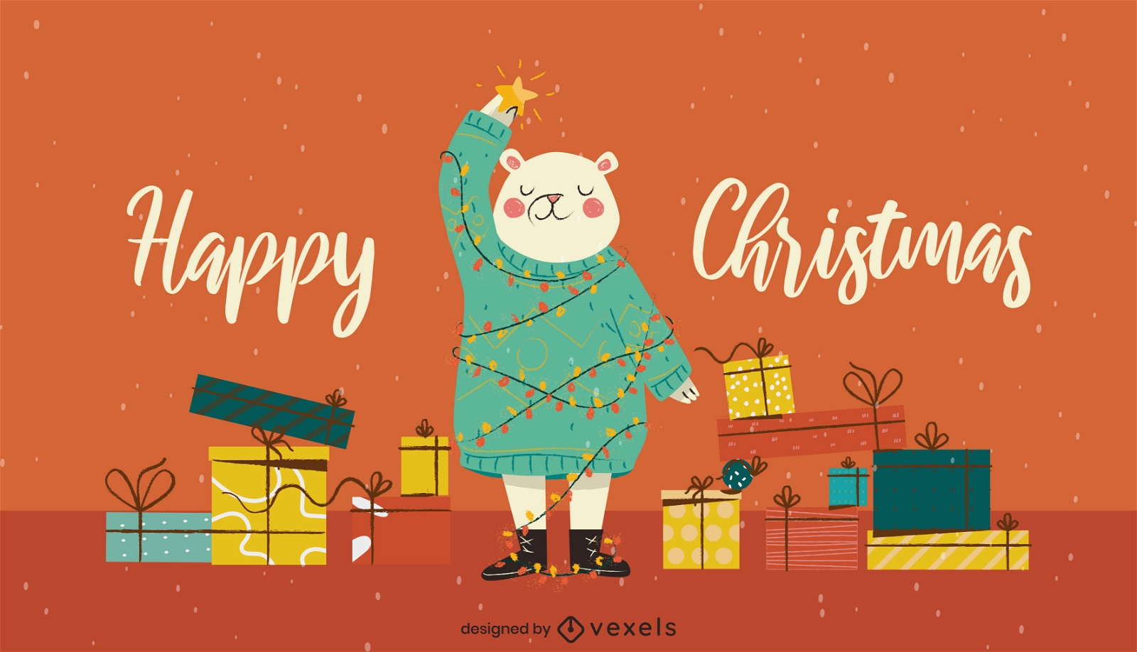 Christmas tree bear illustration