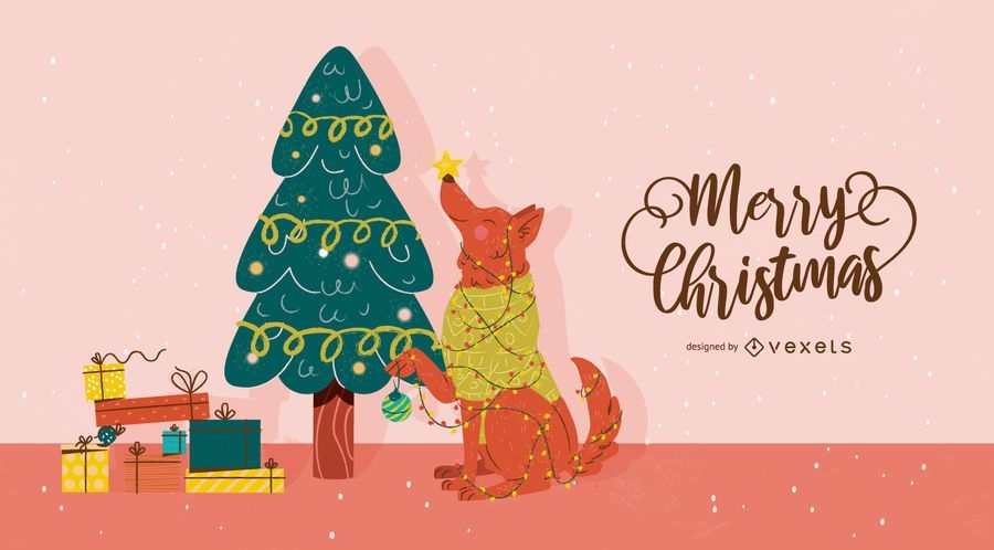 Download Christmas Dog Tree Illustration - Vector Download