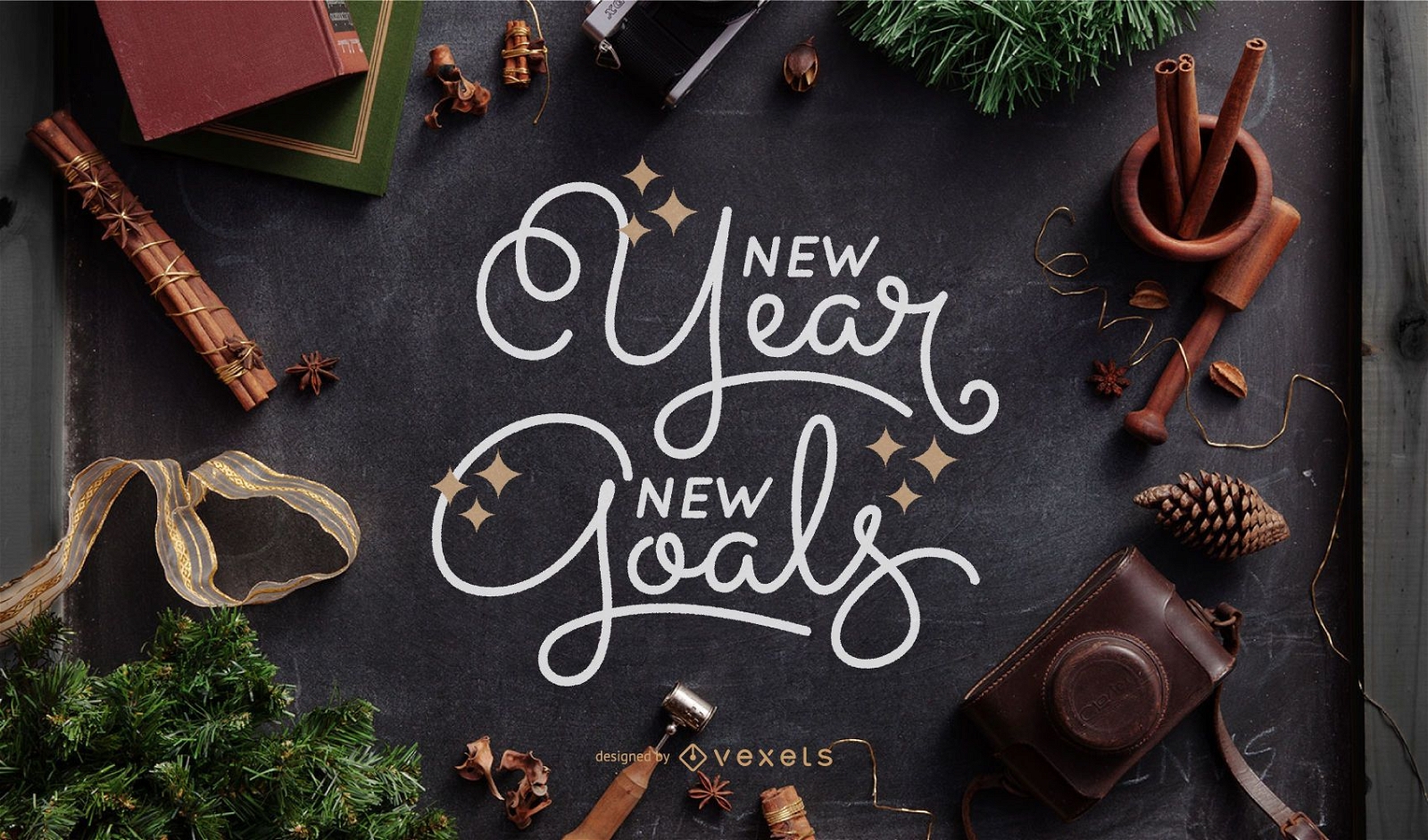 Neues Jahr neue Ziele Schriftzug