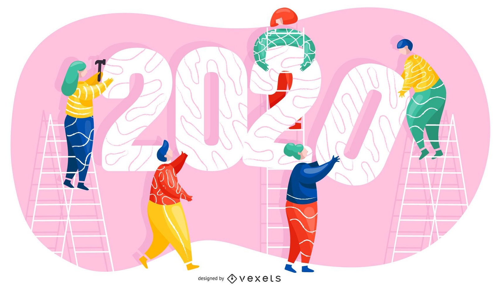 Ilustración de año nuevo 2020