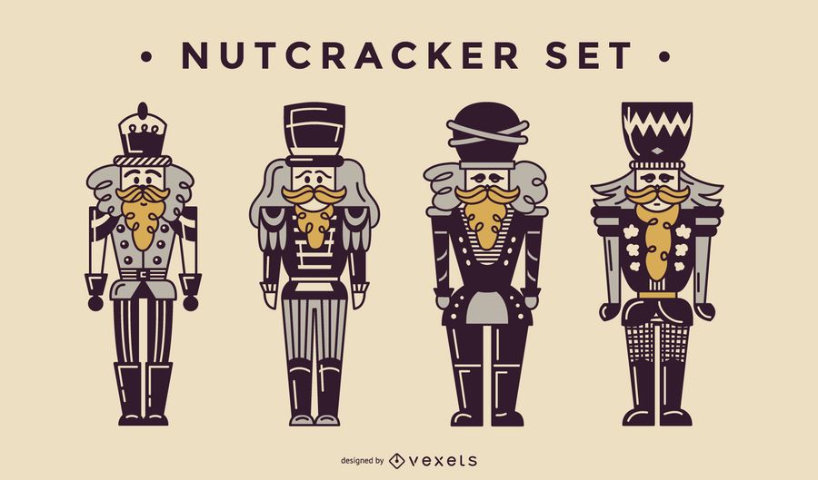 Conjunto de vector de duotono de cascanueces Conjunto de vector de duotono de cascanueces
