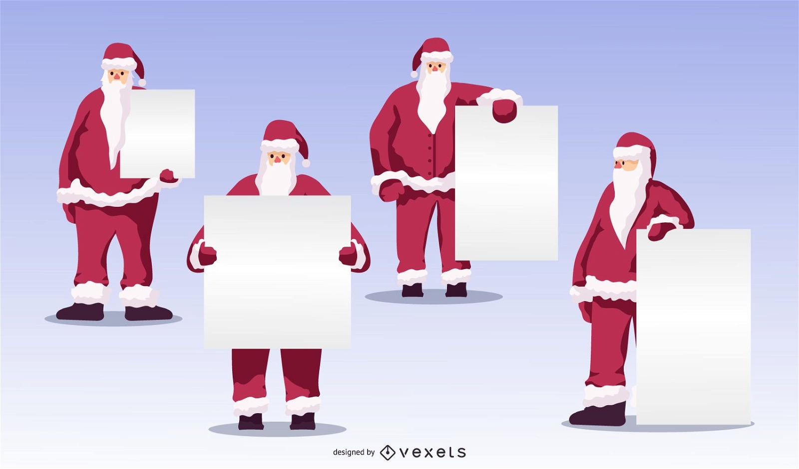 Santa blank boards vector set