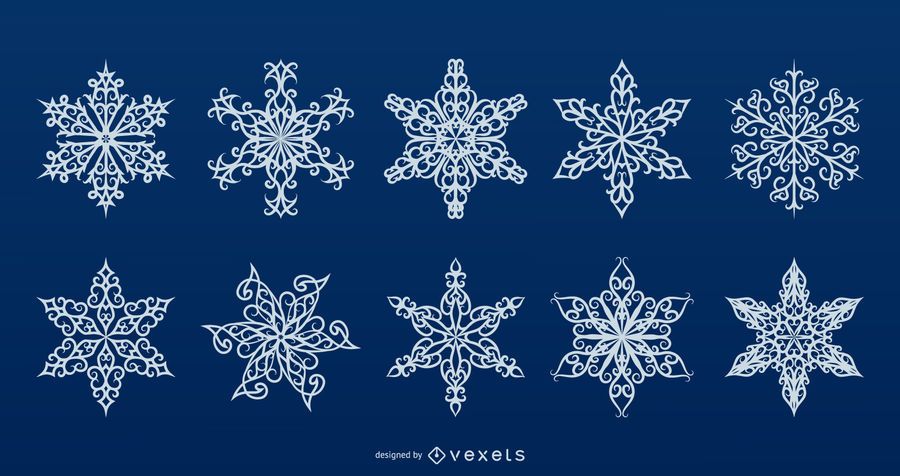 Colección detallada de vectores de copos de nieve Colección detallada de vectores de copos de nieve