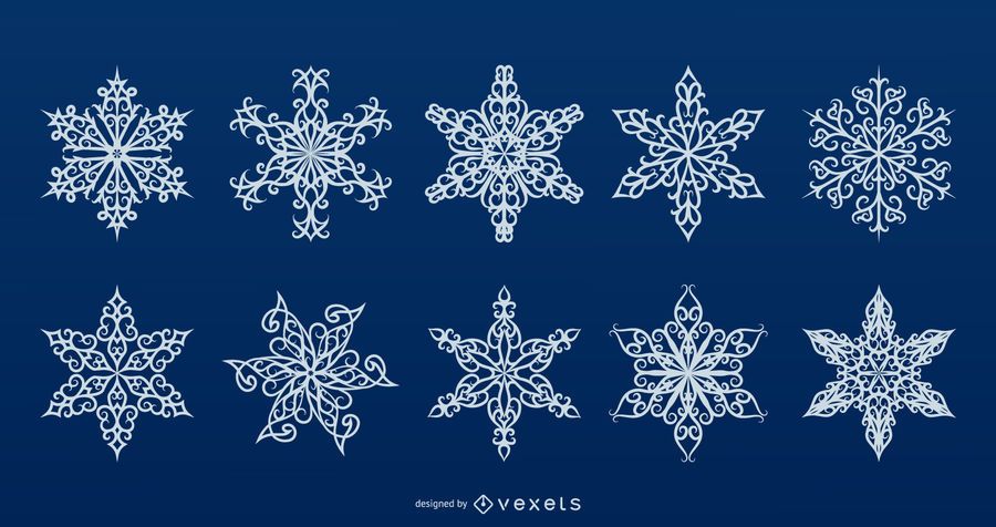 Download Detailed snowflakes vector collection - Vector download