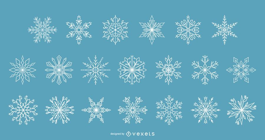 Coleção de vetores de inverno de flocos de neve Coleção de vetores de inverno de flocos de neve