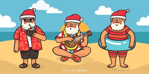 Conjunto de vector de santa tropical