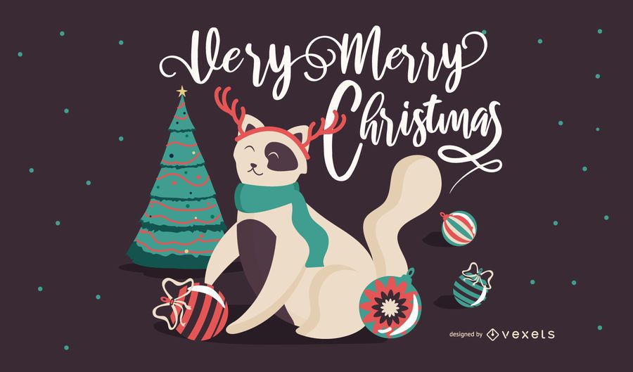 Cute christmas cat illustration Cute christmas cat illustration