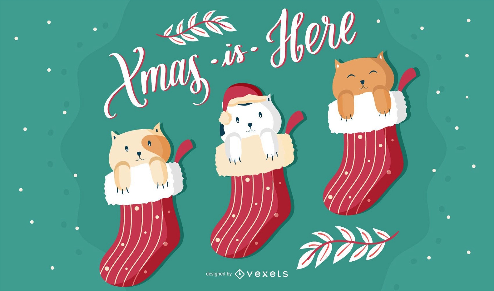 Cute christmas cats illustration