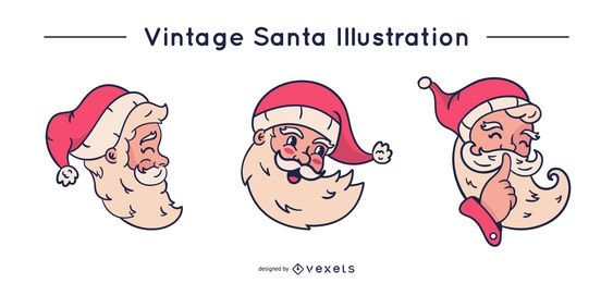 Vintage santa vector set