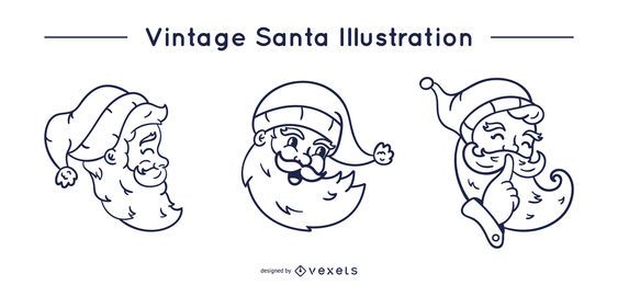 Conjunto vintage de curso do papai noel