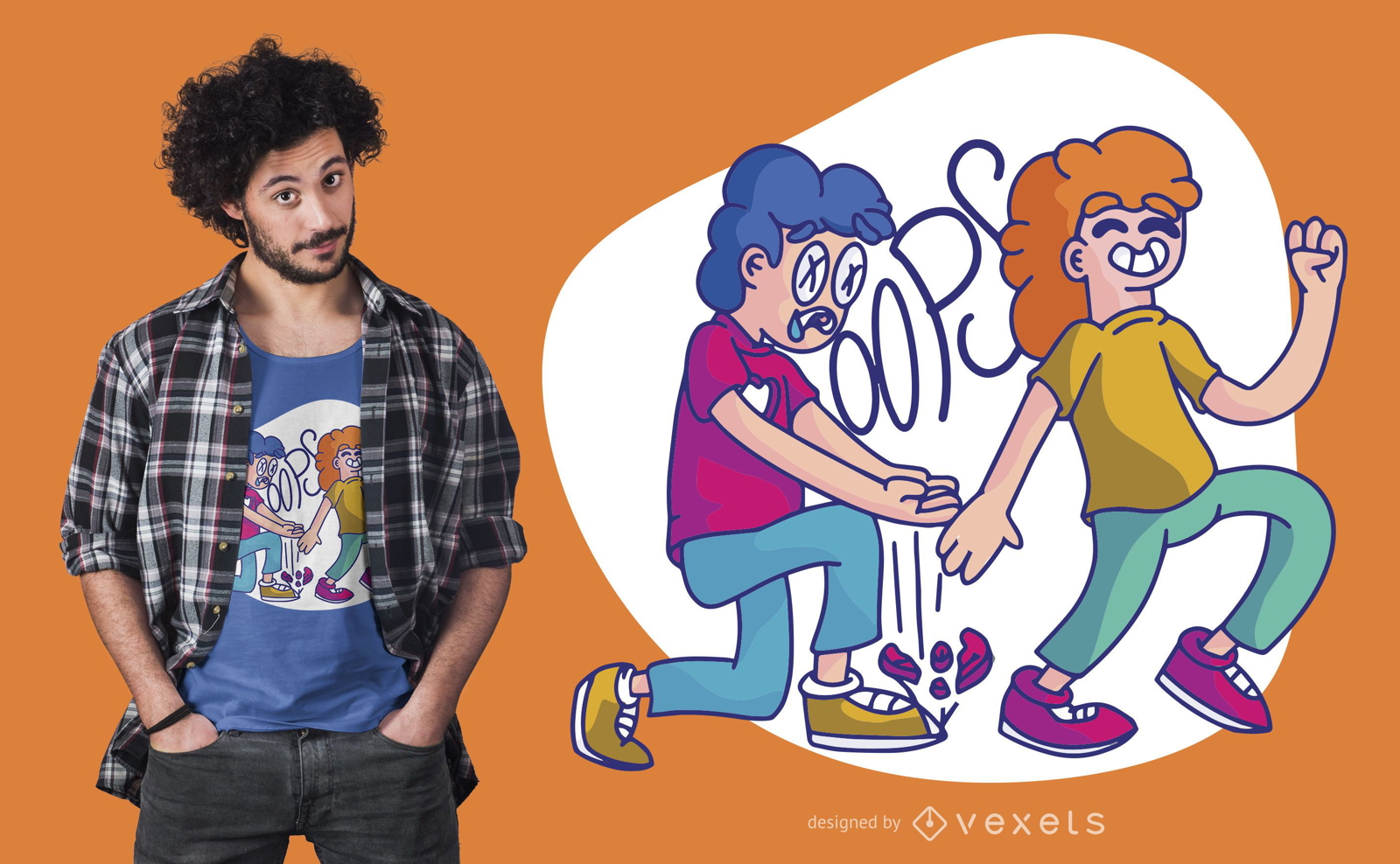 Design de t-shirt de desenho animado com cora??o partido