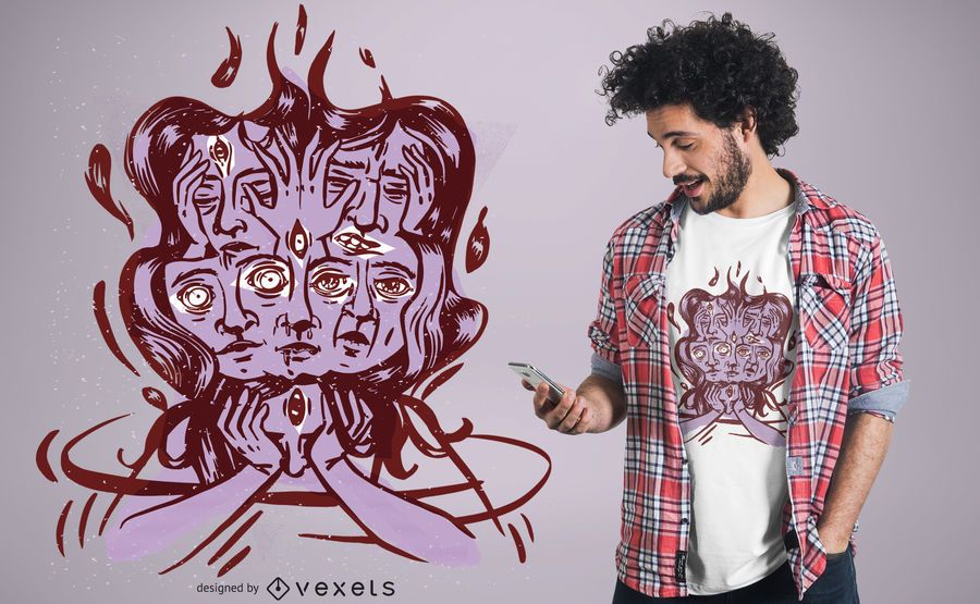 Diseño de camiseta con cabeza mareada Diseño de camiseta con cabeza mareada