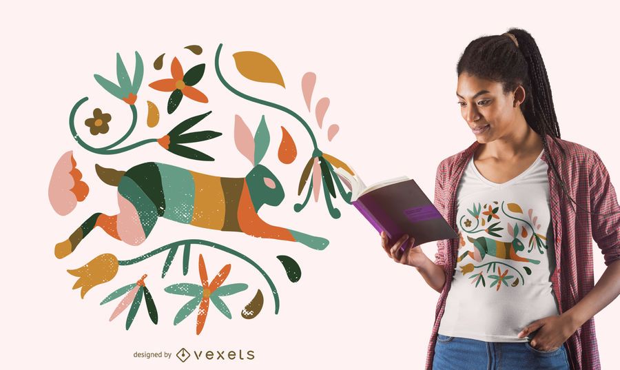 Floral rabbit t-shirt design Floral rabbit t-shirt design