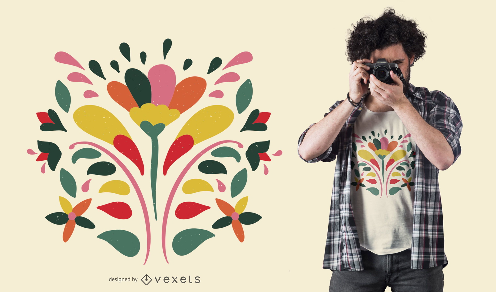 Download Colorful Flower T-shirt Design - Vector Download