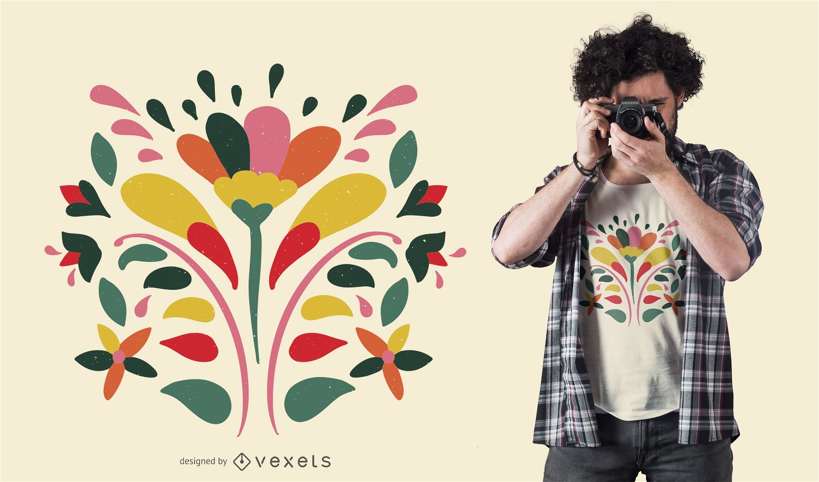 Design de camisetas com flores coloridas