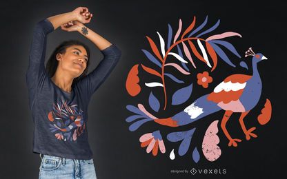 Design de t-shirt de pavão floral Design de t-shirt de pavão floral