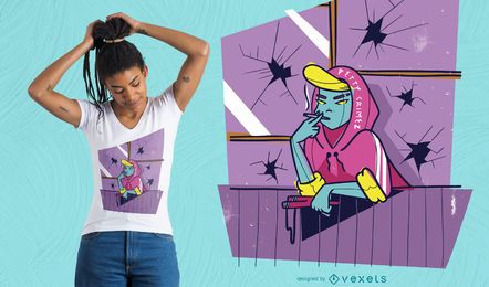 Diseño de camiseta de niña tirachinas Diseño de camiseta de niña tirachinas