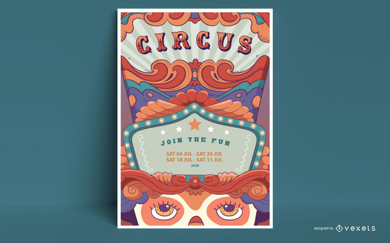 Design de cartaz de circo com texto edit?vel