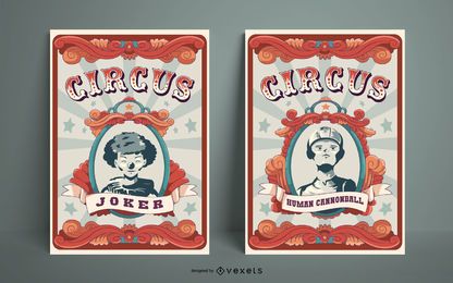 Conjunto de design de cartaz de circo Conjunto de design de cartaz de circo